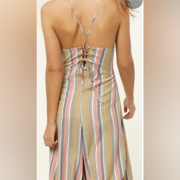 O’Neill romper Large, Striped, Wide Leg Jumpsuit Halter, Boho, Cottagecore - Picture 3 of 9